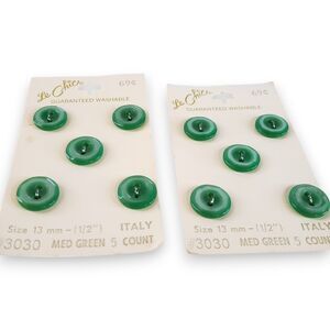 Vintage 10 Green Octagon Bevel Buttons NOS LeChic Italy 1/2" Cards Jade Medium